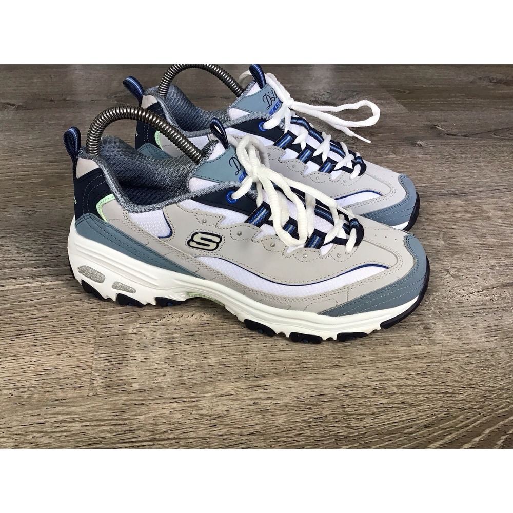 Skechers D'Lites Women's Size 8.5 Gray Blue Sneakers 13143 Lace Up Shoes